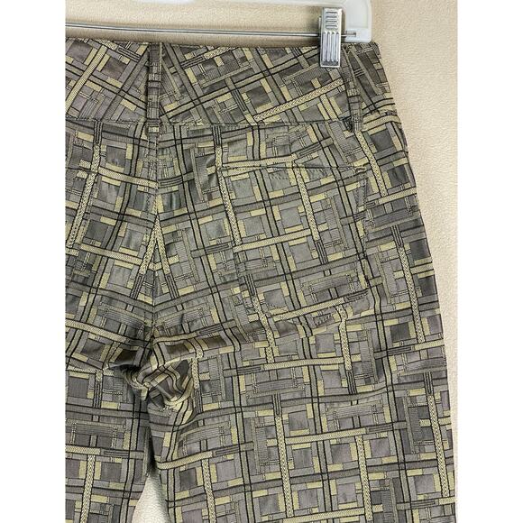 Alice Olivia Pants Womens 4 Gold Flare Leg Mid Rise Regular Fit Stretch Designer - Picture 10 of 13